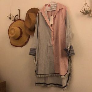 Zara tunic with contrasting stripes and fringe